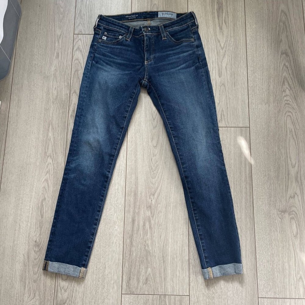 AG Adriano Goldschmied Women's Slit Roll-Up Cigarette Jeans Blue 5 Pocket